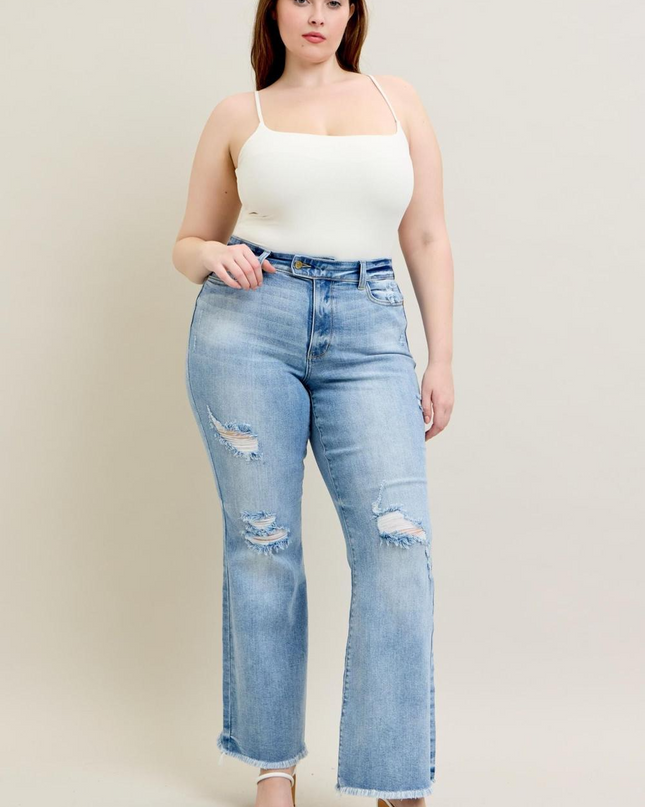 Judy Blue High Waist w/ Shield Pockets Flare Denim Jeans 82650 - Sleekdenim.com