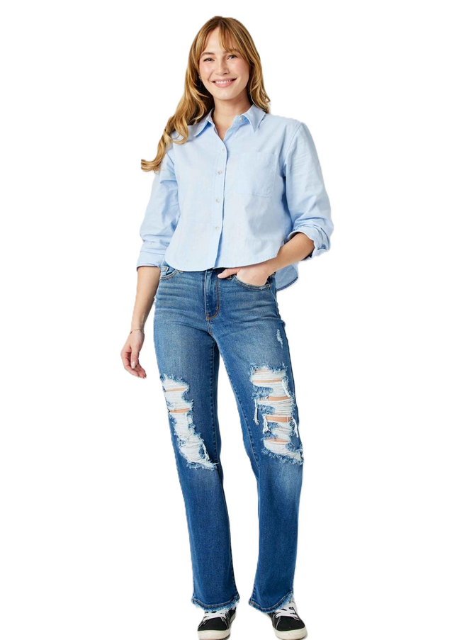 Judy Blue Mid Rise Dad Denim Jeans 82605 - Sleekdenim.com