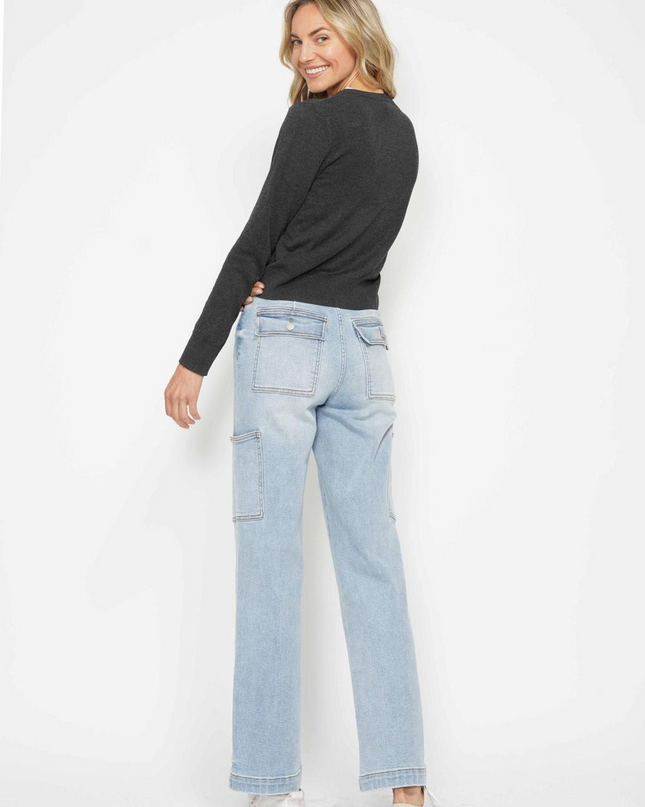 Judy Blue High Waist Straight Leg Cargo Jeans 88924 - Sleekdenim.com