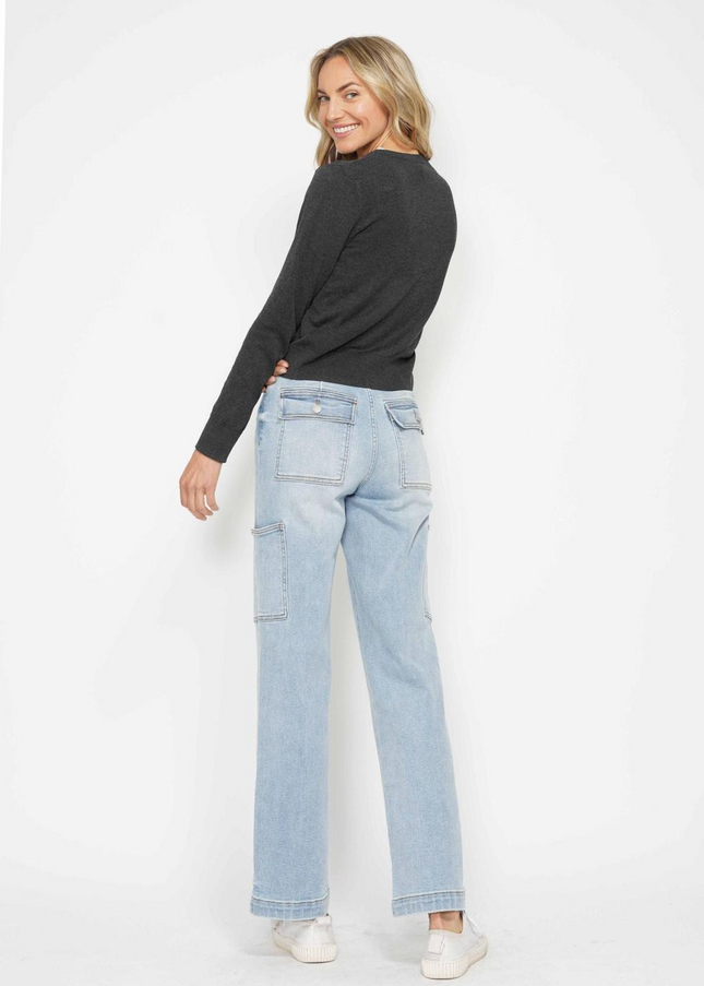 Judy Blue High Waist Straight Leg Cargo Jeans 88924 - Sleekdenim.com