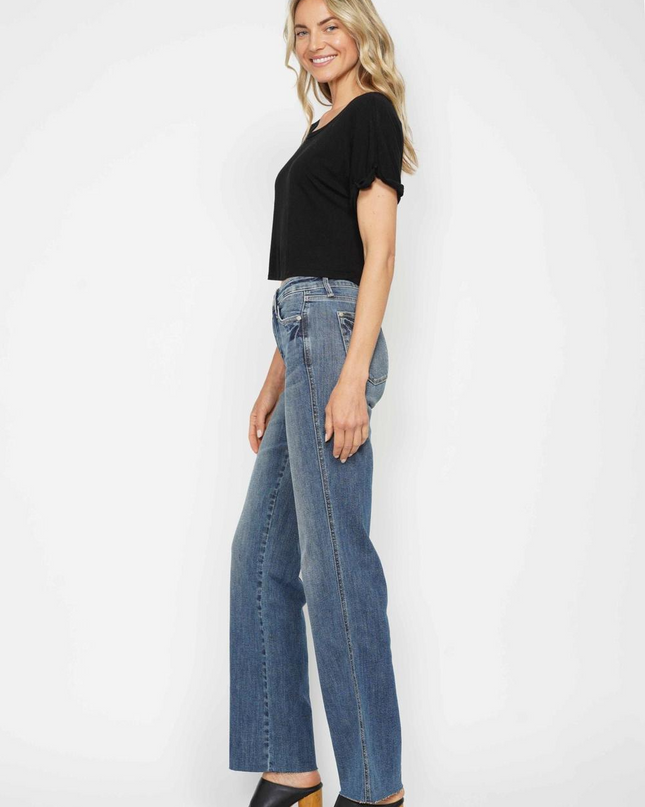 Judy Blue Mid Rise Tummy Control Straight Jeans 88870 - Sleekdenim.com