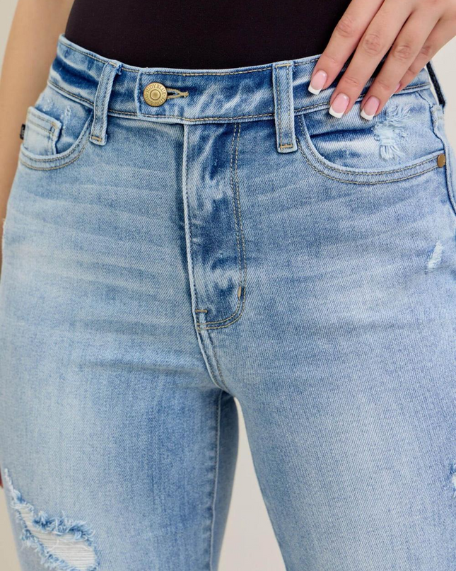 Judy Blue High Waist w/ Shield Pockets Flare Denim Jeans 82650 - Sleekdenim.com