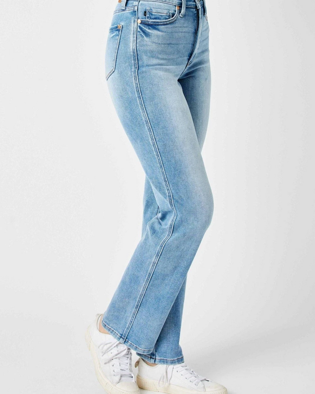 Judy Blue High Waist Tummy Control Contrast Wash Straight Denim Jeans 88794 - Sleekdenim.com