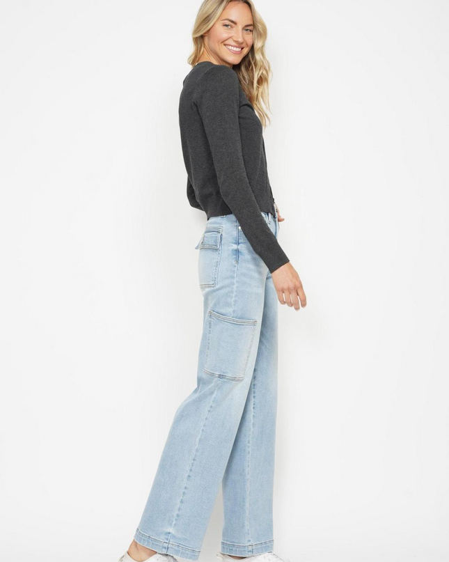 Judy Blue High Waist Straight Leg Cargo Jeans 88924 - Sleekdenim.com