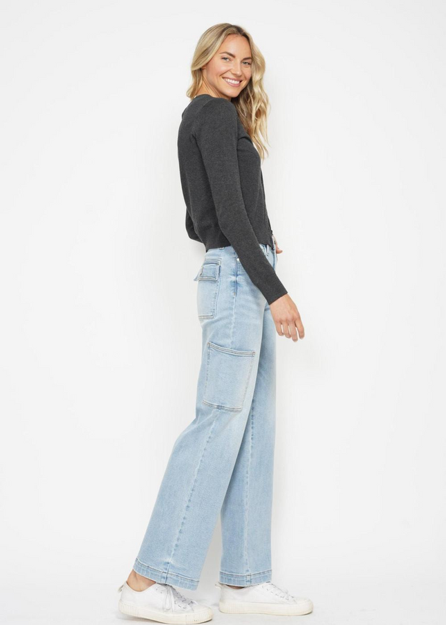 Judy Blue High Waist Straight Leg Cargo Jeans 88924 - Sleekdenim.com