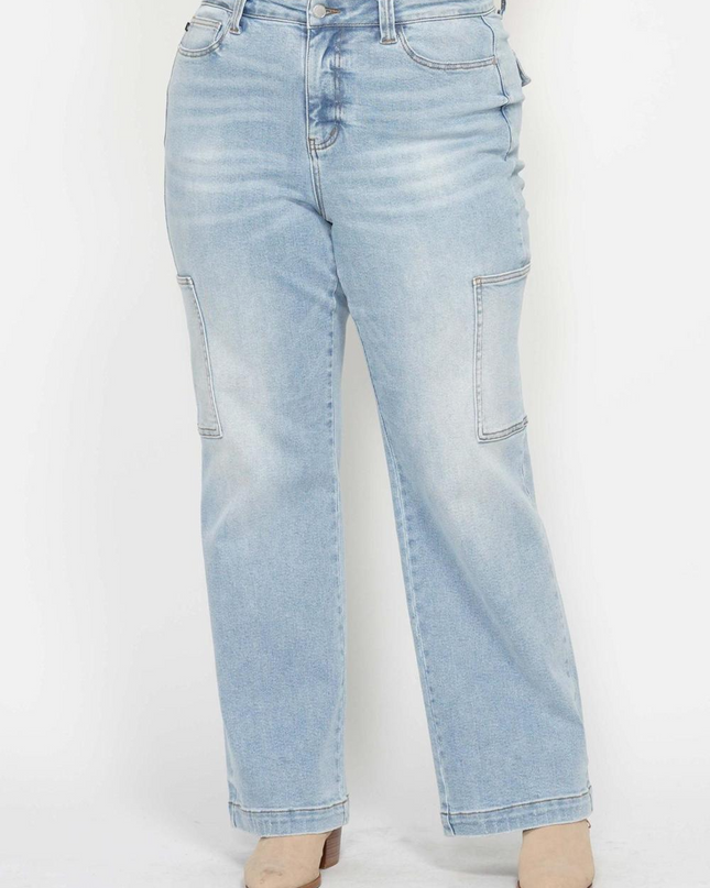 Judy Blue High Waist Straight Leg Cargo Jeans 88924 - Sleekdenim.com