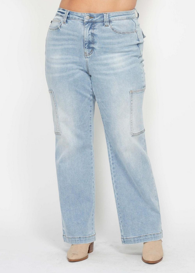 Judy Blue High Waist Straight Leg Cargo Jeans 88924 - Sleekdenim.com