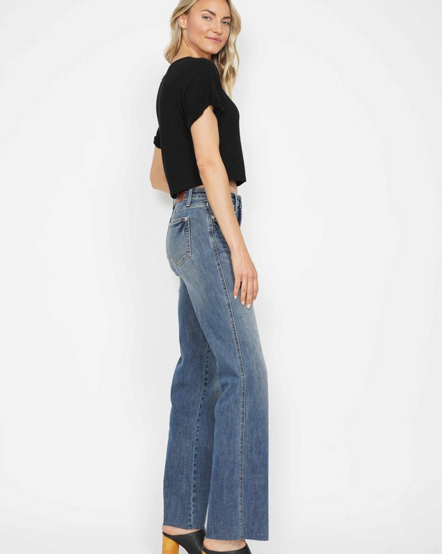 Judy Blue Mid Rise Tummy Control Straight Jeans 88870 - Sleekdenim.com