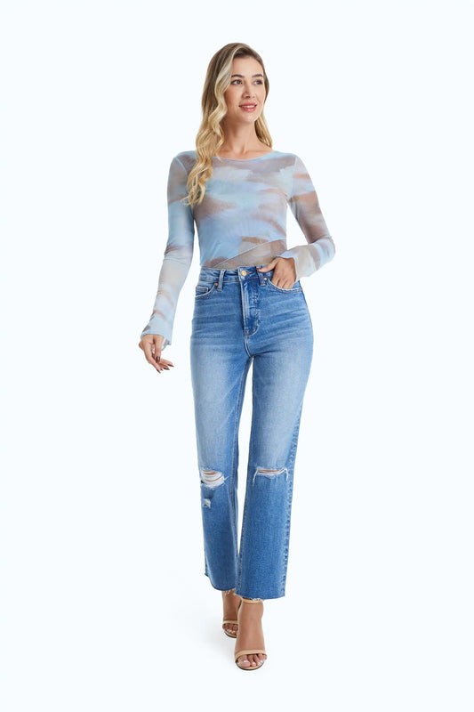 Bayeas Butt Lifting Distressed Jeans - Plus Size - Sleekdenim.com