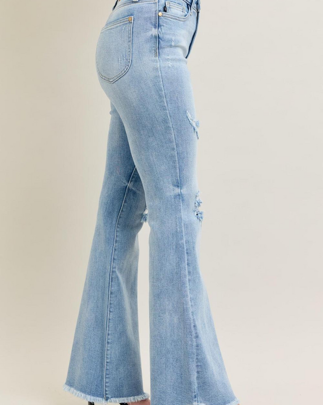Judy Blue High Waist w/ Shield Pockets Flare Denim Jeans 82650 - Sleekdenim.com