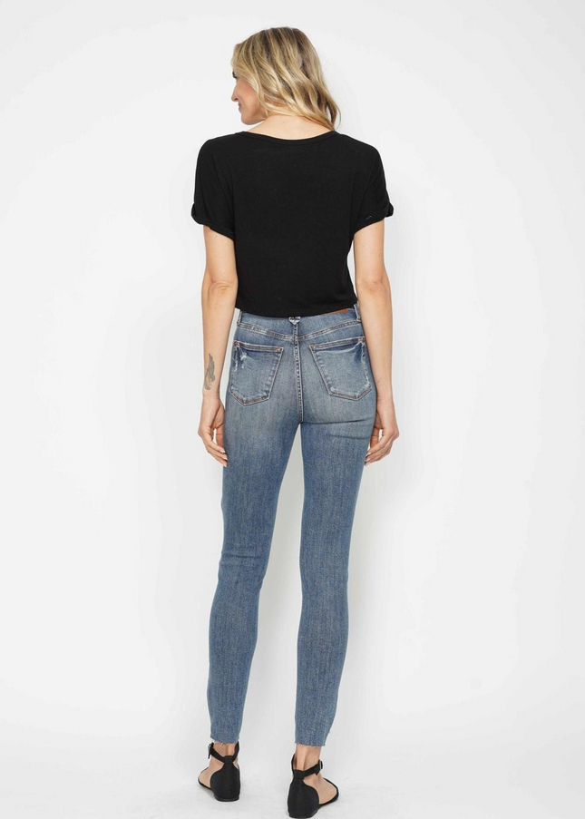 Judy Blue High Waist Tummy Control Vintage Wash Destroy Skinny Denim 88769