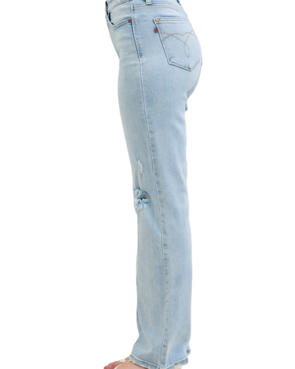 Judy Blue High Waist 90's Back Rip Straight Denim Jeans 82600 - Sleekdenim.com