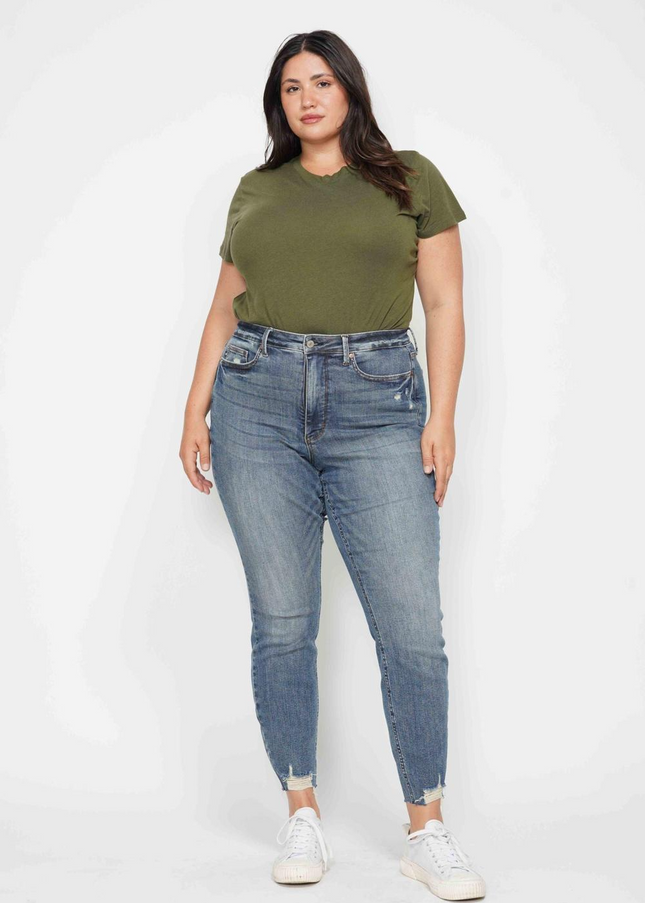 Judy Blue High Waist Tummy Control Vintage Wash Destroy Skinny Denim 88769