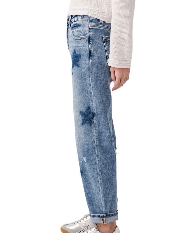 Risen Celeste Mid Rise Star Shadow Boyfriend Jeans - PGA21091