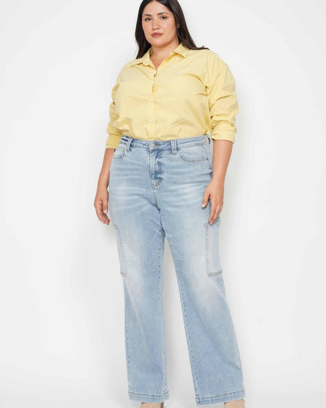 Judy Blue High Waist Straight Leg Cargo Jeans 88924 - Sleekdenim.com