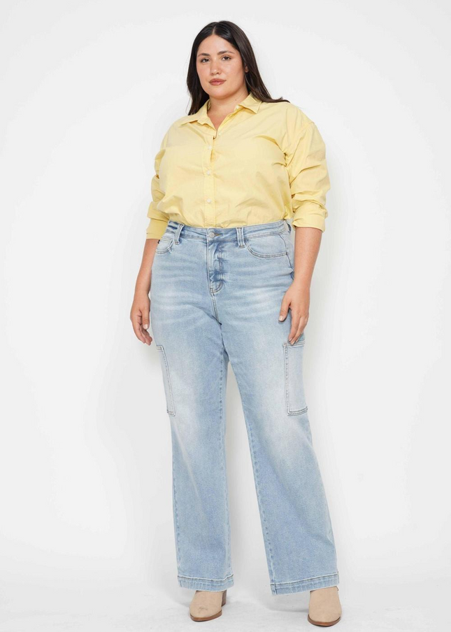 Judy Blue High Waist Straight Leg Cargo Jeans 88924 - Sleekdenim.com