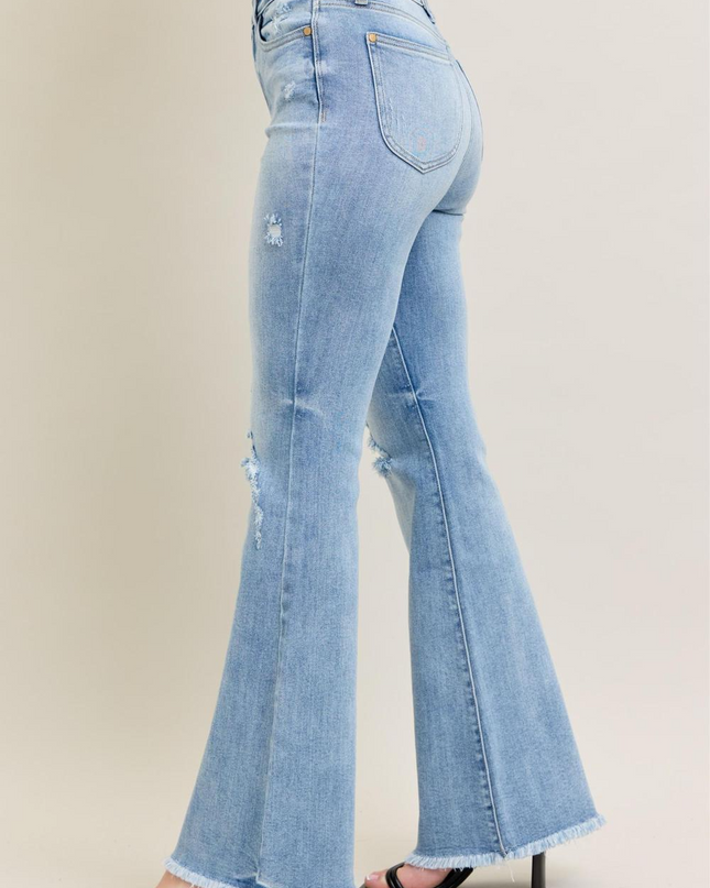 Judy Blue High Waist w/ Shield Pockets Flare Denim Jeans 82650 - Sleekdenim.com