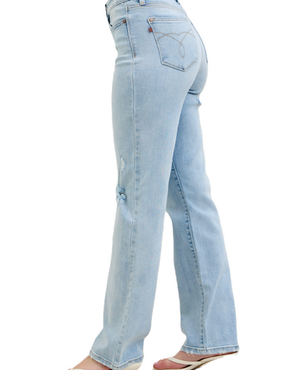 Judy Blue High Waist 90's Back Rip Straight Denim Jeans 82600 - Sleekdenim.com