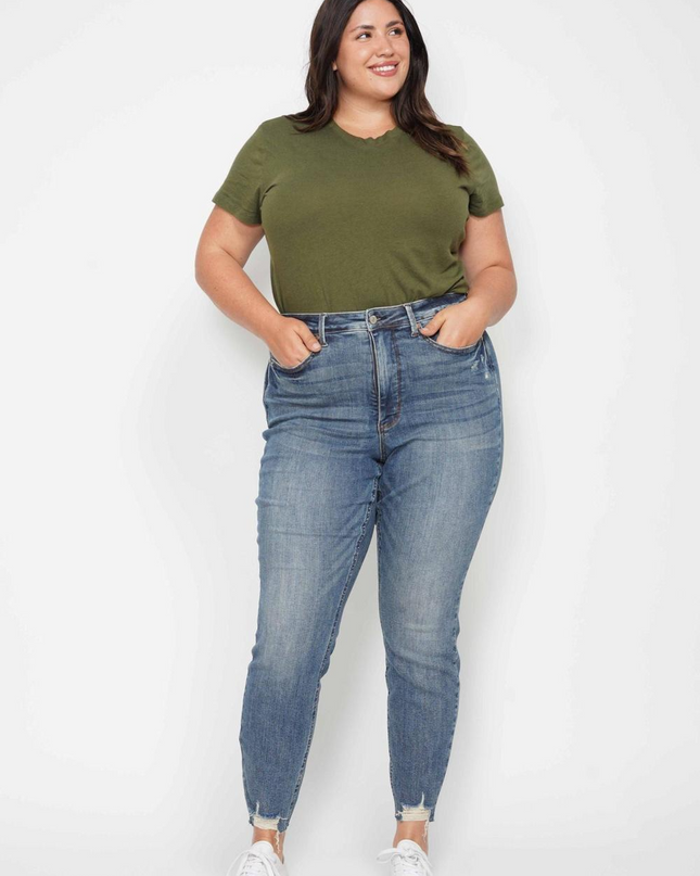 Judy Blue High Waist Tummy Control Vintage Wash Destroy Skinny Denim 88769