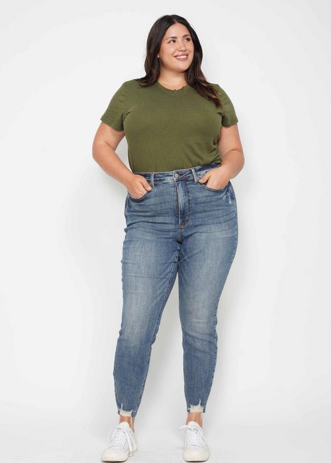 Judy Blue High Waist Tummy Control Vintage Wash Destroy Skinny Denim 88769