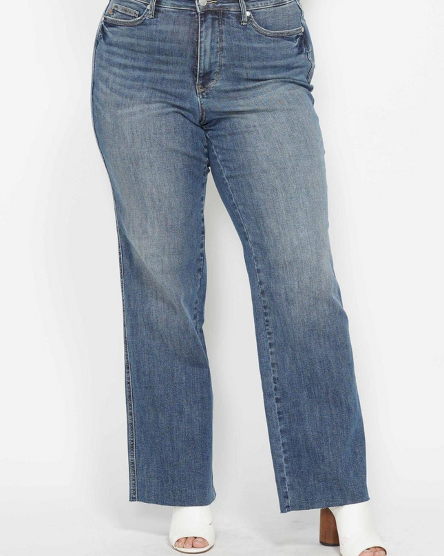 Judy Blue Mid Rise Tummy Control Straight Jeans 88870 - Sleekdenim.com