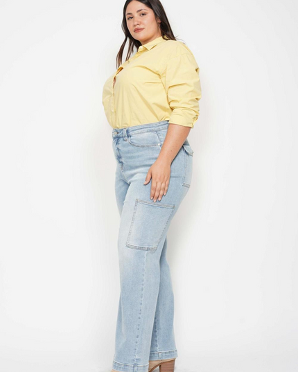 Judy Blue High Waist Straight Leg Cargo Jeans 88924 - Sleekdenim.com