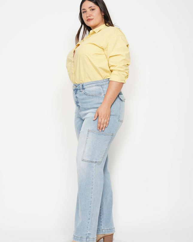 Judy Blue High Waist Straight Leg Cargo Jeans 88924 - Sleekdenim.com