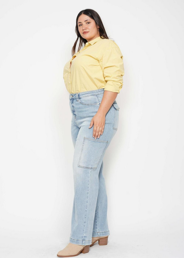 Judy Blue High Waist Straight Leg Cargo Jeans 88924 - Sleekdenim.com