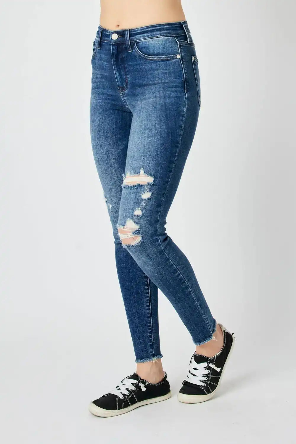 Judy Blue High Waist Destroy Skinny Denim 82581 - Sleekdenim.com