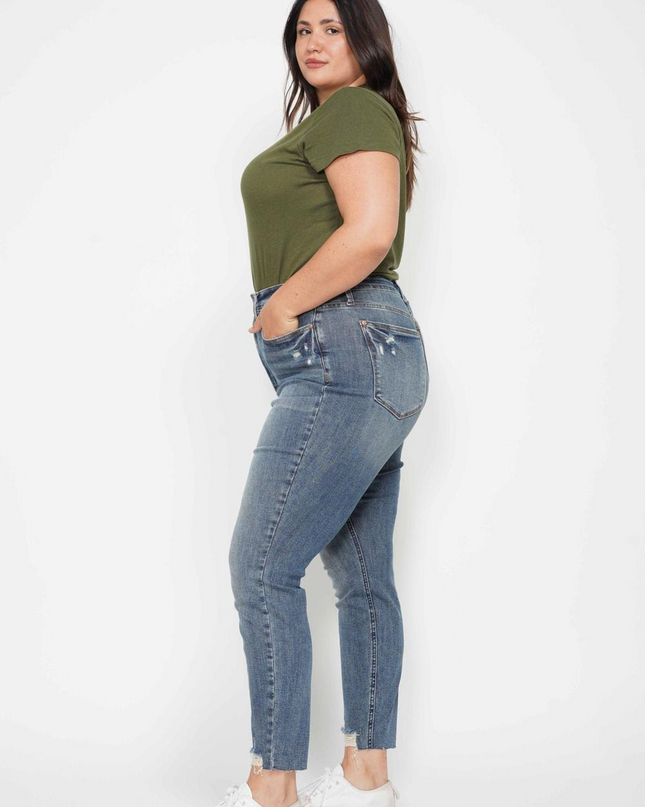 Judy Blue High Waist Tummy Control Vintage Wash Destroy Skinny Denim 88769