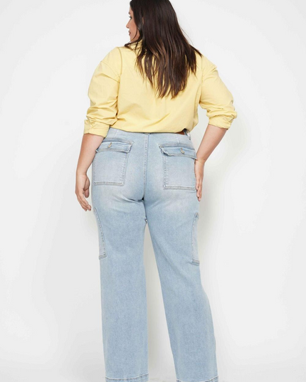 Judy Blue High Waist Straight Leg Cargo Jeans 88924 - Sleekdenim.com