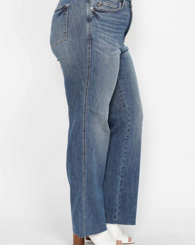 Judy Blue Mid Rise Tummy Control Straight Jeans 88870 - Sleekdenim.com