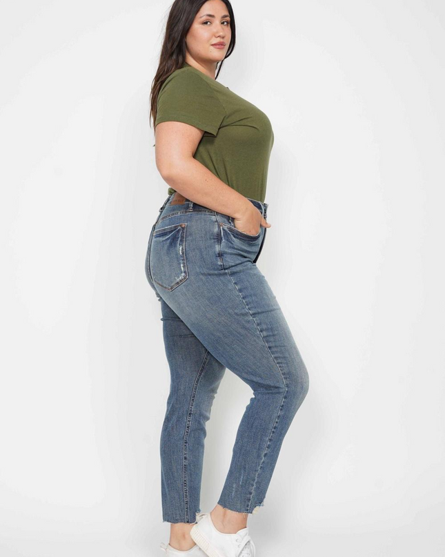 Judy Blue High Waist Tummy Control Vintage Wash Destroy Skinny Denim 88769