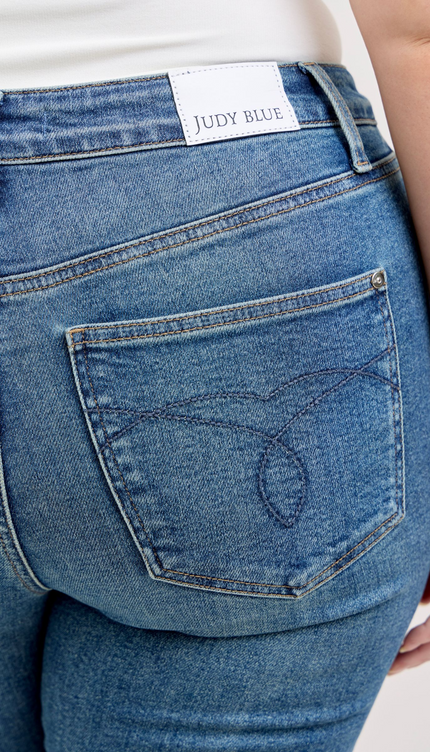 Judy Blue High Waist Tummy Control Kick Flare Denim Jeans 881097 plus size rear
