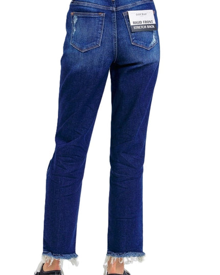 Judy Blue High Waist Rigid Magic Heavy Destroy Straight Jeans 88819