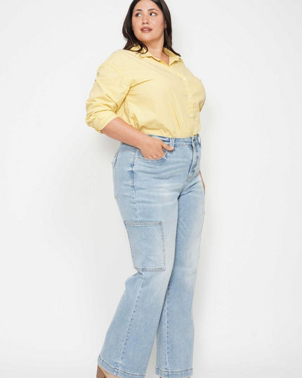 Judy Blue High Waist Straight Leg Cargo Jeans 88924 - Sleekdenim.com