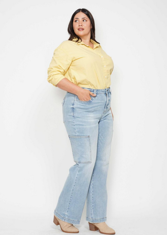 Judy Blue High Waist Straight Leg Cargo Jeans 88924 - Sleekdenim.com