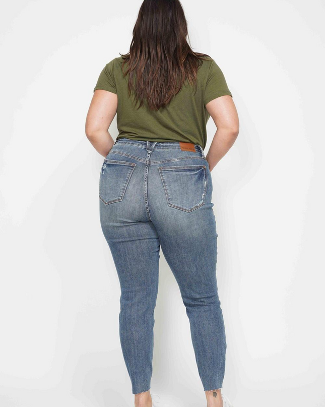 Judy Blue High Waist Tummy Control Vintage Wash Destroy Skinny Denim 88769