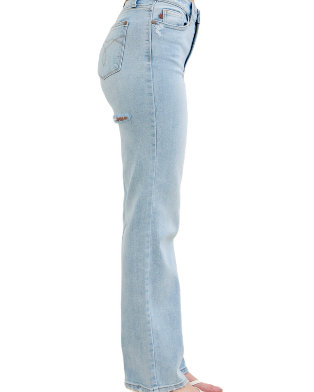 Judy Blue High Waist 90's Back Rip Straight Denim Jeans 82600 - Sleekdenim.com