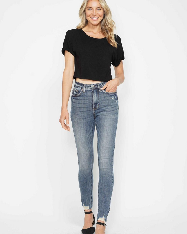 Judy Blue High Waist Tummy Control Vintage Wash Destroy Skinny Denim 88769