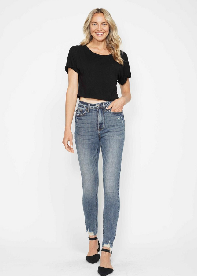 Judy Blue High Waist Tummy Control Vintage Wash Destroy Skinny Denim 88769