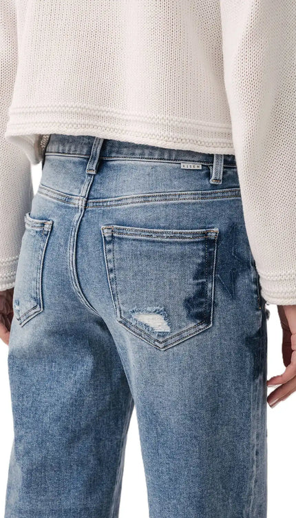 Risen Celeste Mid Rise Star Shadow Boyfriend Jeans - PGA21091 - Sleekdenim.com