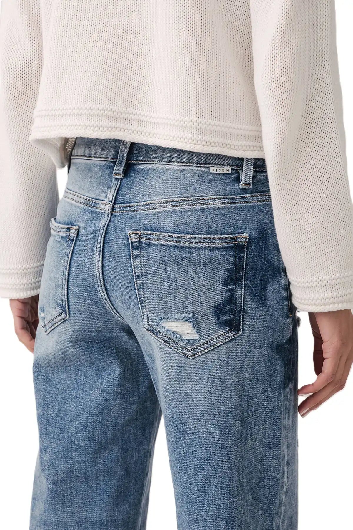 Risen Celeste Mid Rise Star Shadow Boyfriend Jeans - PGA21091 - Sleekdenim.com