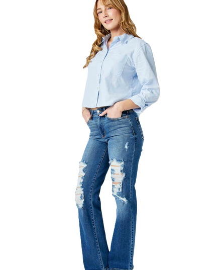 Judy Blue Mid Rise Dad Denim Jeans 82605 - Sleekdenim.com