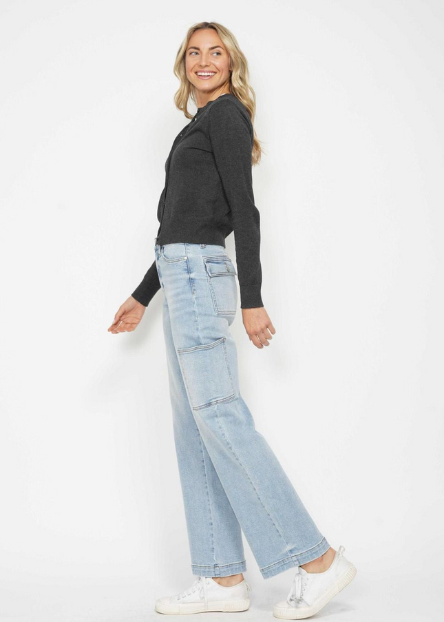 Judy Blue High Waist Straight Leg Cargo Jeans 88924 - Sleekdenim.com