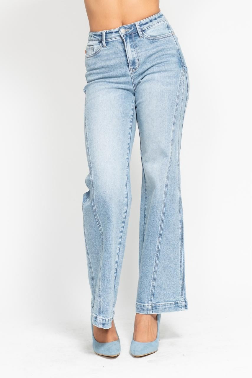 Judy Blue Medium Wash Side Panel Wide Leg Jeans | sleekdenim.com