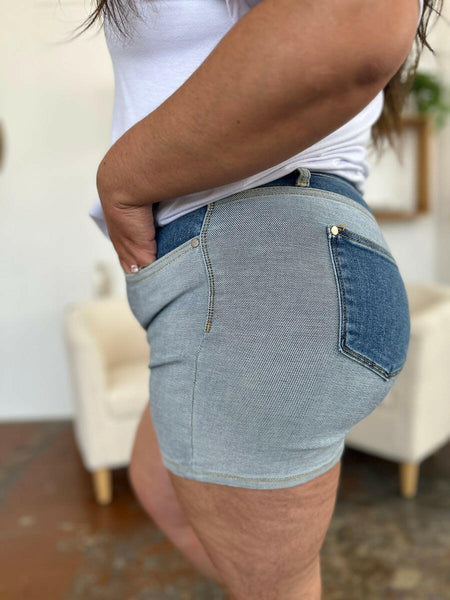 Judy Blue Full Size Color Block Denim Shorts | Sleekdenim.com