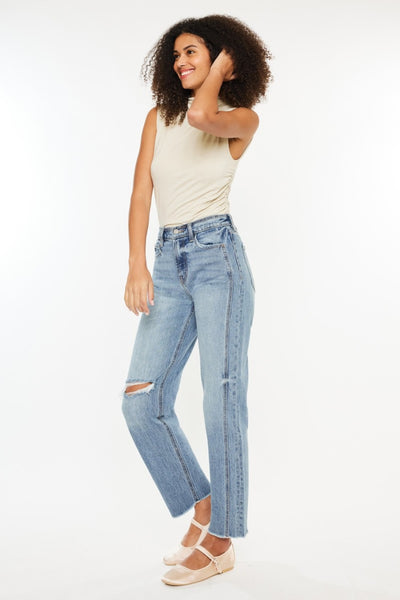 Kancan Ultra High Rise Distressed Straight Jeans - Sleekdenim.com