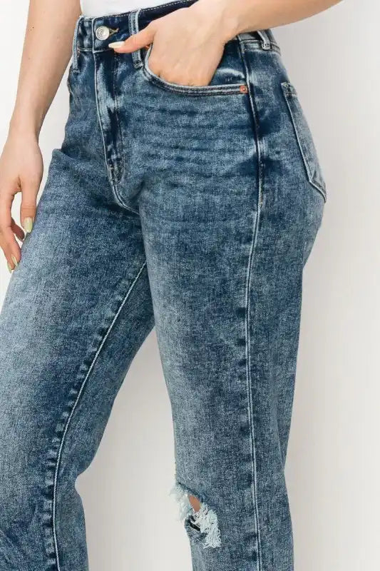 Artemis Vintage AT1061MMD HIGH RISE STRETCH DISTRESSED MOM JEANS - Sleekdenim.com