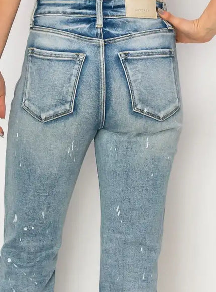 Artemis Vintage AT1050STM High Rise Distressed Straight Jeans - Sleekdenim.com